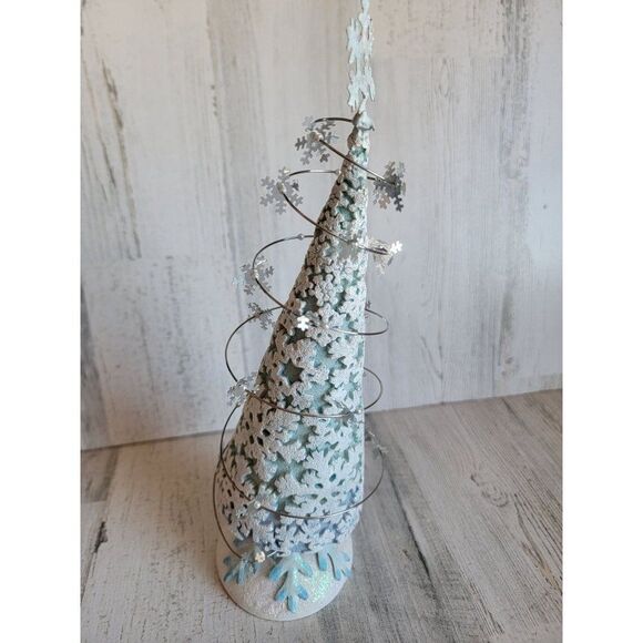 Blue white snowflake Bobble tree Xmas glitter figure Christmas - Picture 4 of 12